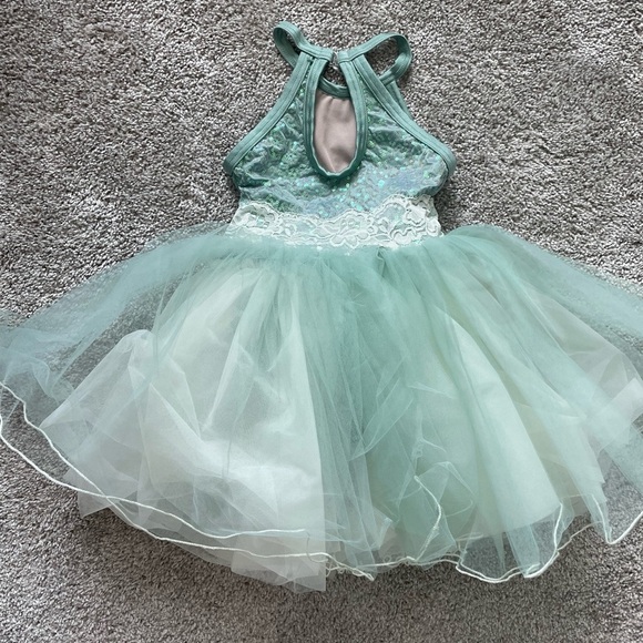 Toddler girls ballet dance costume leotard tutu recital dress green size 6/ 6x - Picture 8 of 8